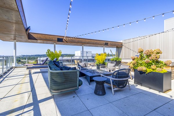 Cozy fire pit on a stylish patio at Verde Esterra Park Apartments