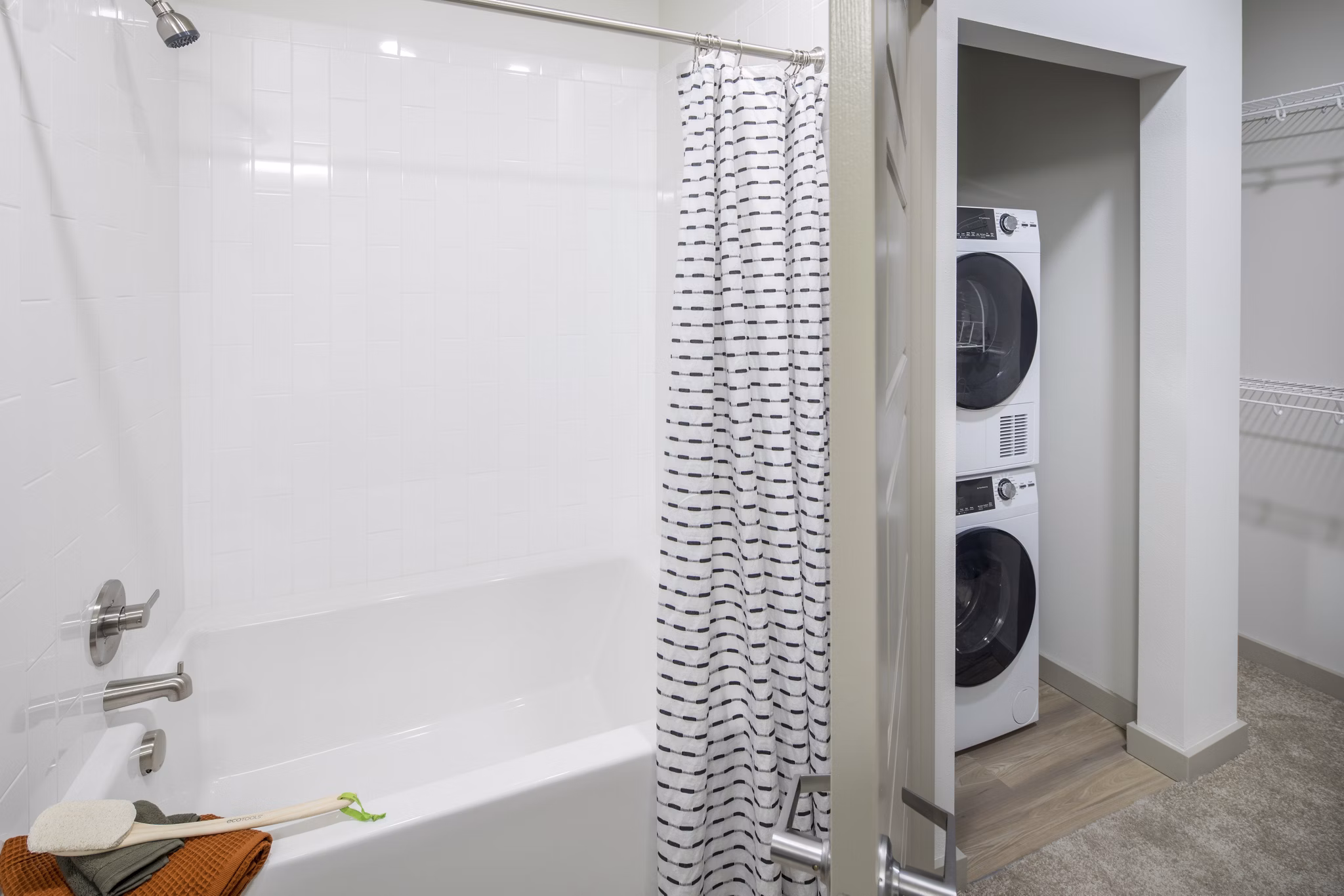 Modern bathroom featuring elegant fixtures at The Dylan Apartments