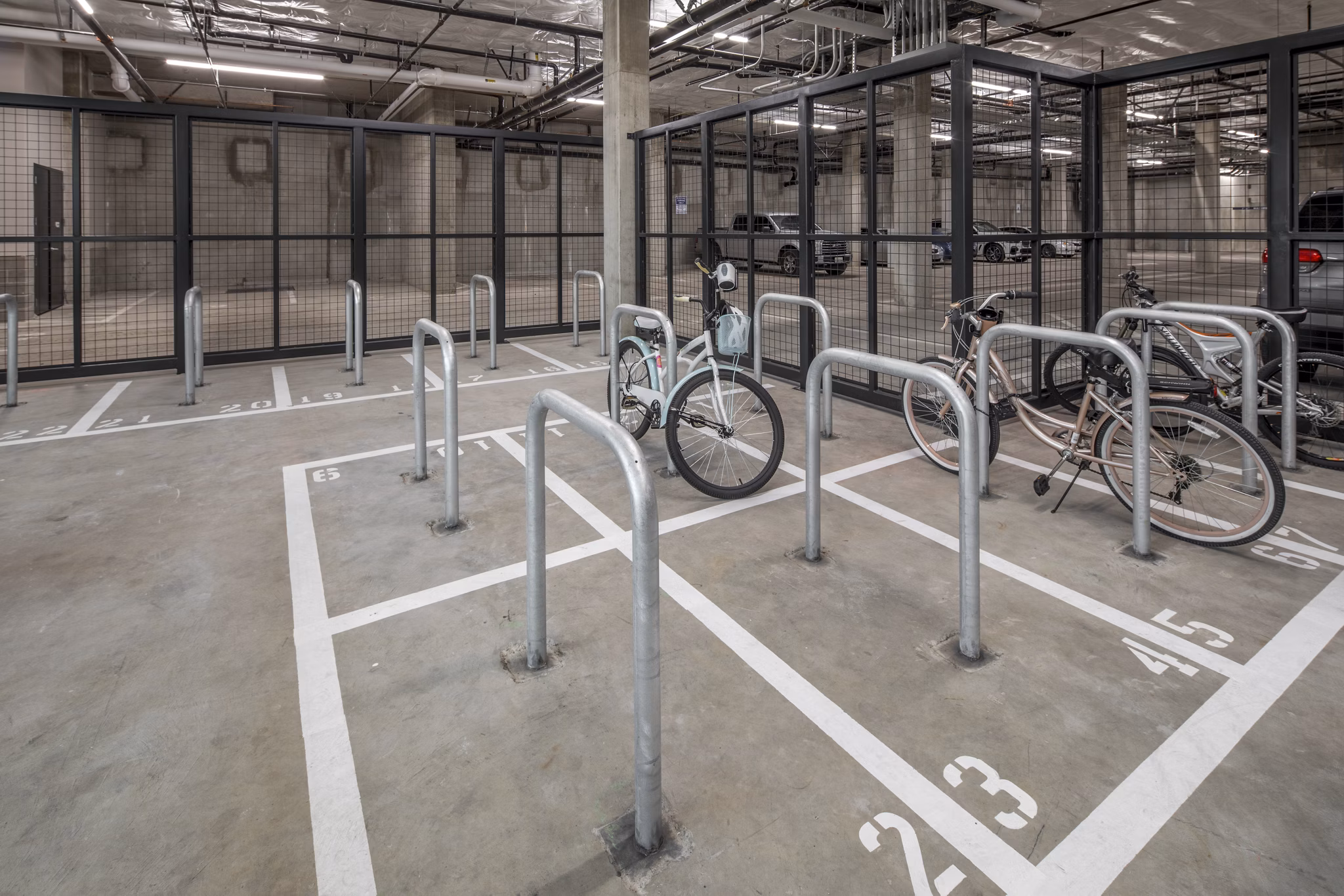 Secure bike storage at The Dylan Apartments offering convenient amenities for urban cyclists in downtown luxury living