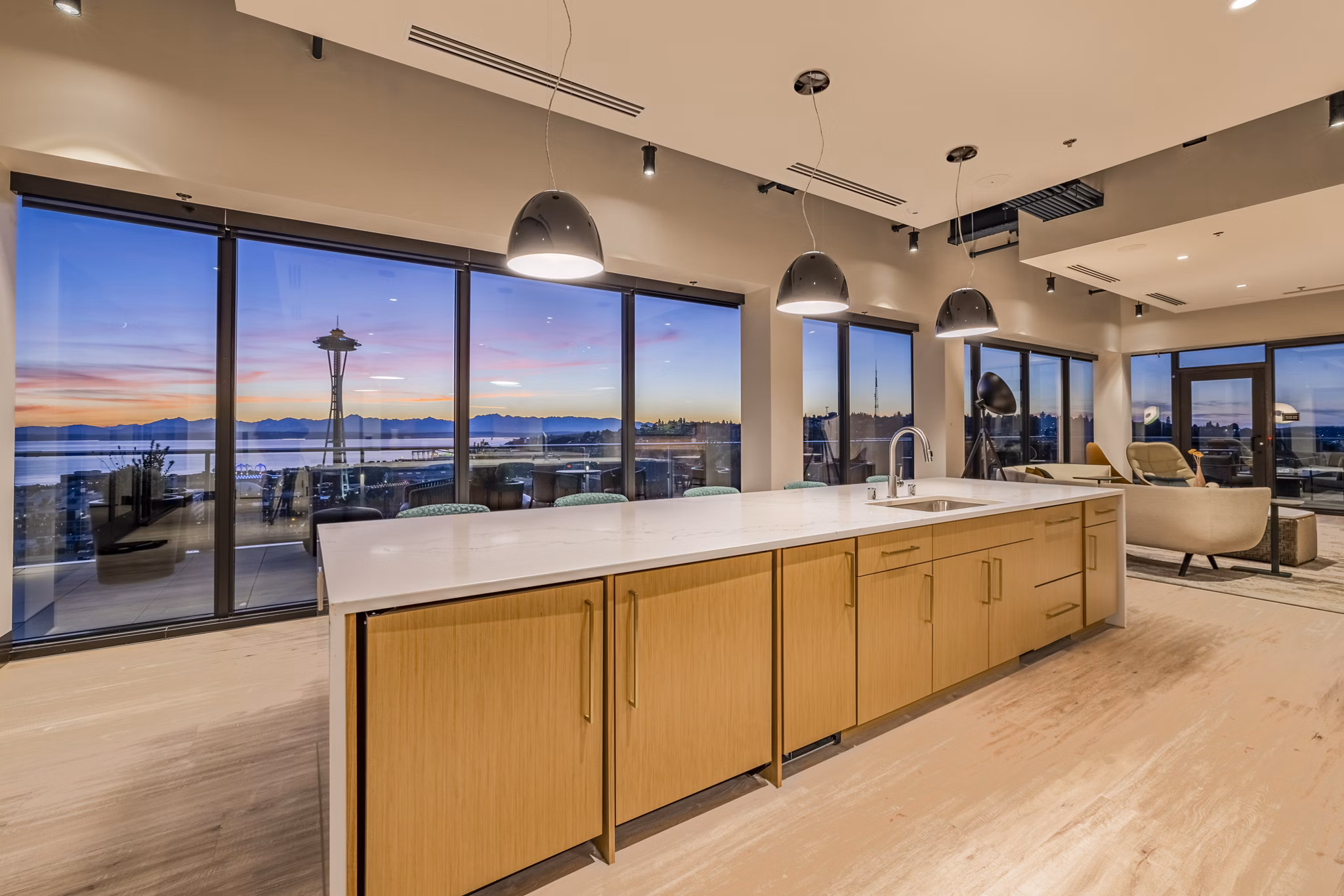Clubhouse featuring modern interior design at The Waverly Apartments, a Greystar luxury community
