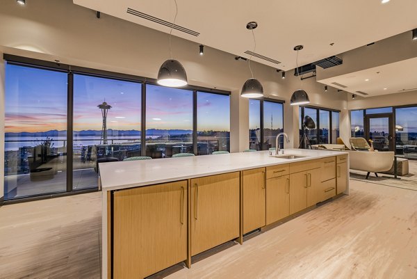 Clubhouse featuring modern interior design at The Waverly Apartments, a Greystar luxury community