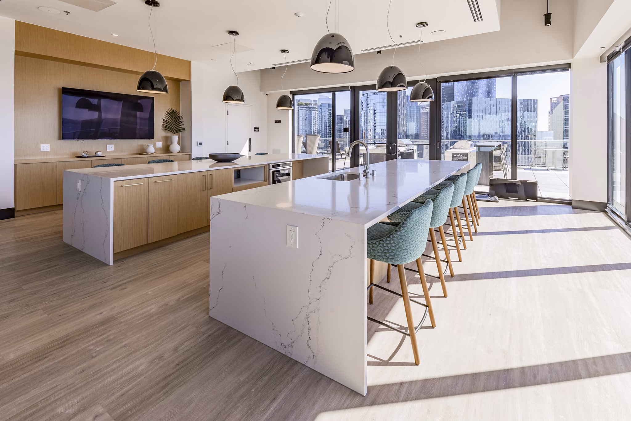 Elegant clubhouse with modern decor at The Waverly Apartments offering luxury experiences for residents