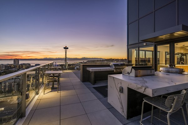 Outdoor grilling area with modern BBQ equipment at The Waverly Apartments, a luxury Greystar community