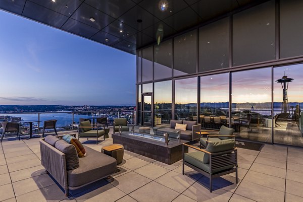 Cozy outdoor fire pit at The Waverly Apartments, perfect for gatherings