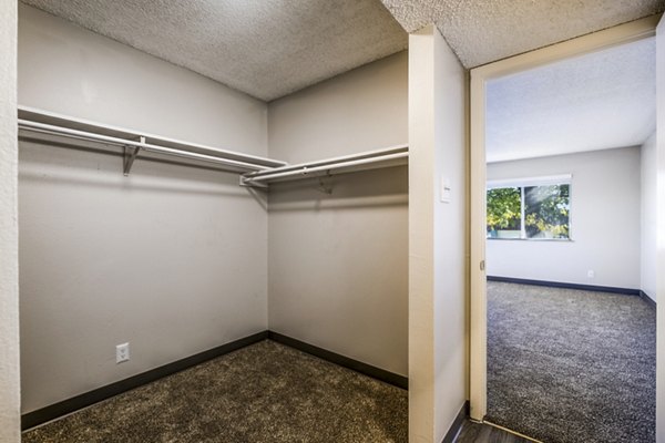 Spacious bedroom closet with ample storage in Calero Apartments luxury apartments