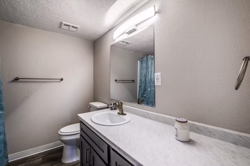 Modern bathroom with sleek fixtures at Calero Apartments