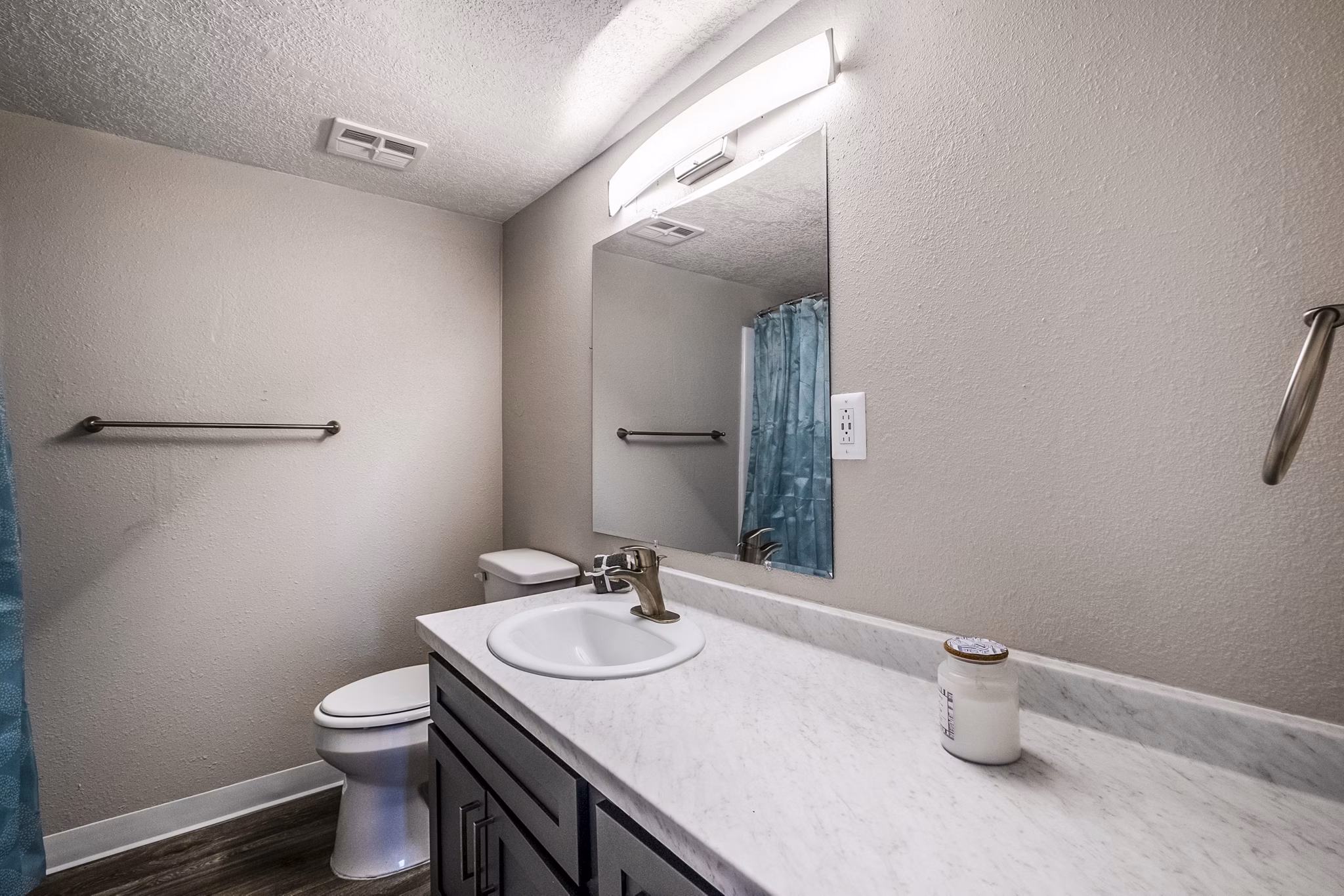 Modern bathroom with sleek fixtures at Calero Apartments