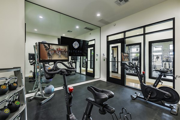 fitness center at Oltera in SoEast Apartments