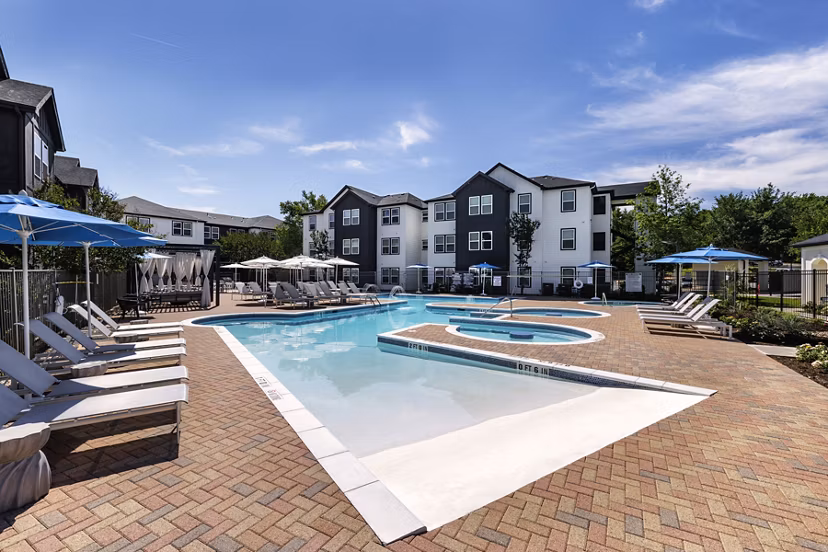 Luxurious outdoor pool at Oltera in SoEast Apartments, offering a relaxing space with modern design for residents to enjoy