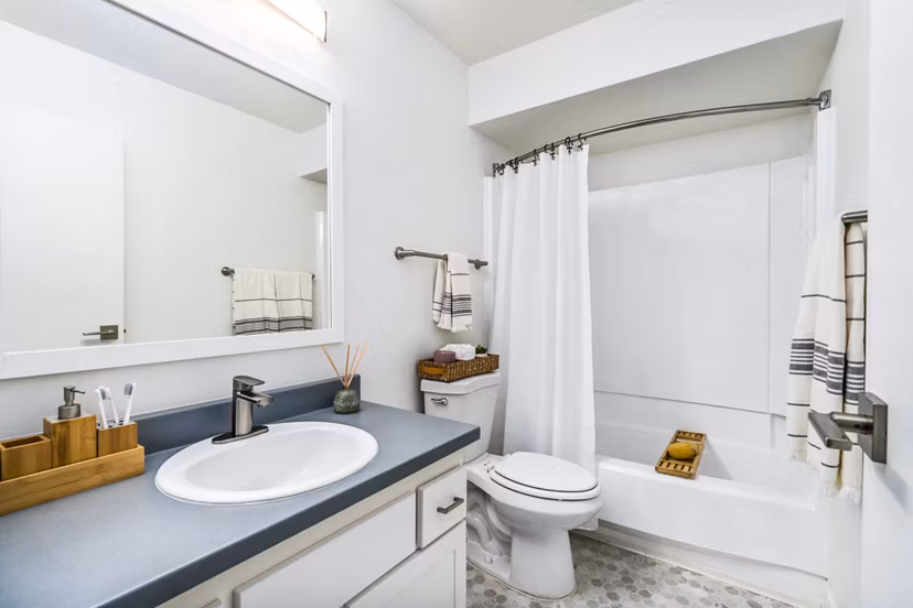 Modern bathroom with sleek fixtures at Desert Shadows Apartments in sunny Arizona