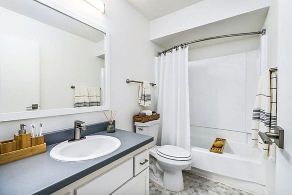 Modern bathroom with sleek fixtures at Desert Shadows Apartments in sunny Arizona