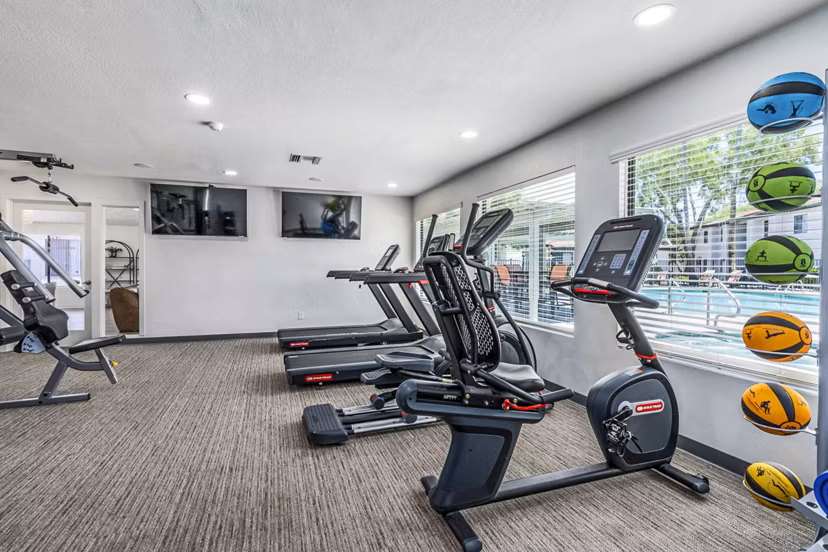 State-of-the-art fitness center with modern equipment at Desert Shadows Apartments