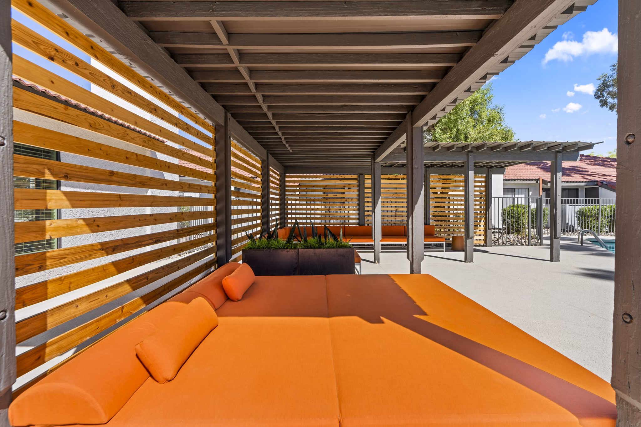 Relaxing pool cabana at Sparro Midtown Apartments, a luxury Greystar community with modern amenities
