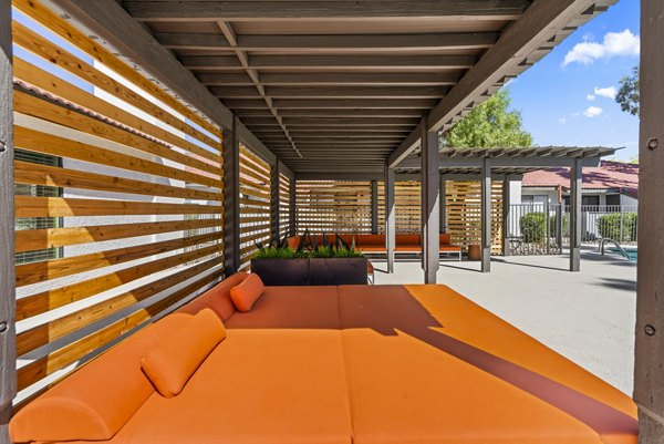 Relaxing pool cabana at Sparro Midtown Apartments, a luxury Greystar community with modern amenities