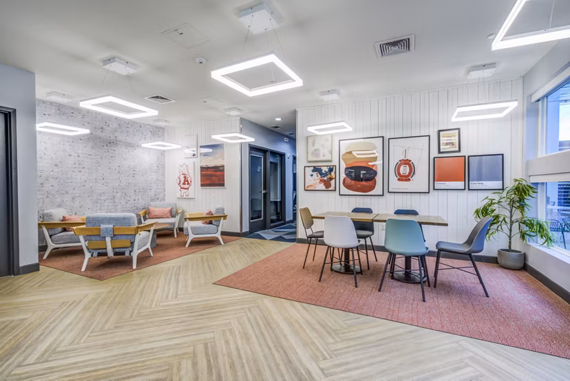 Clubhouse meeting facility at Union Tuscaloosa Apartments offering modern design and versatile spaces for gatherings and events
