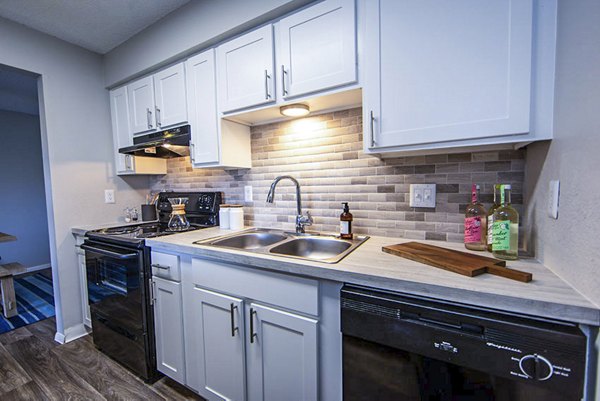 Modern kitchen with stainless steel appliances at The Mica Apartments, offering luxury living spaces in an urban setting