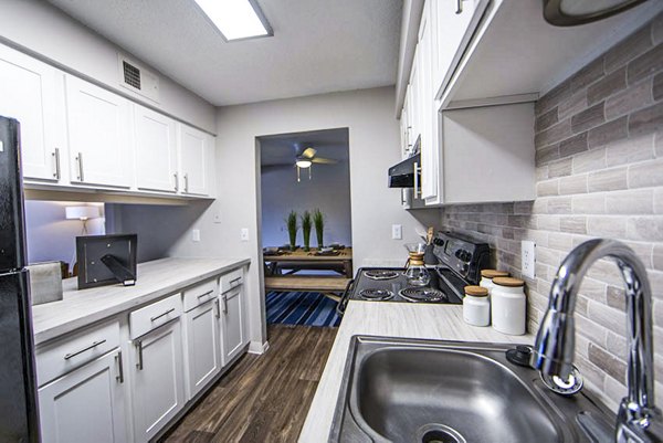 Modern kitchen with stainless steel appliances at The Mica Apartments luxury rentals