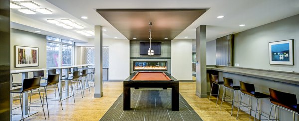 clubhouse game room at Atmark Apartments