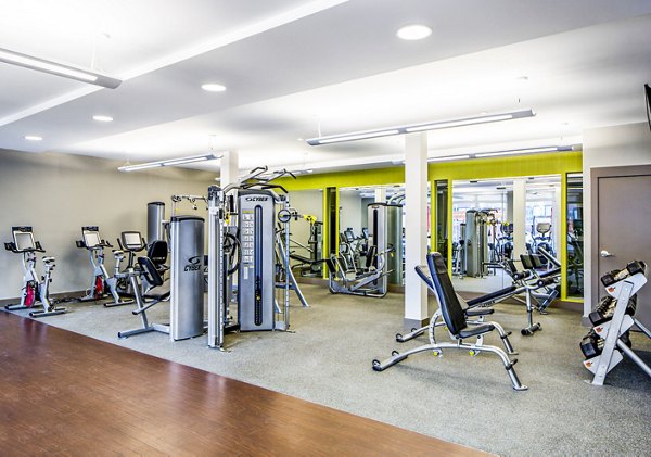 State-of-the-art fitness center with modern equipment at Atmark Apartments in Cambridge