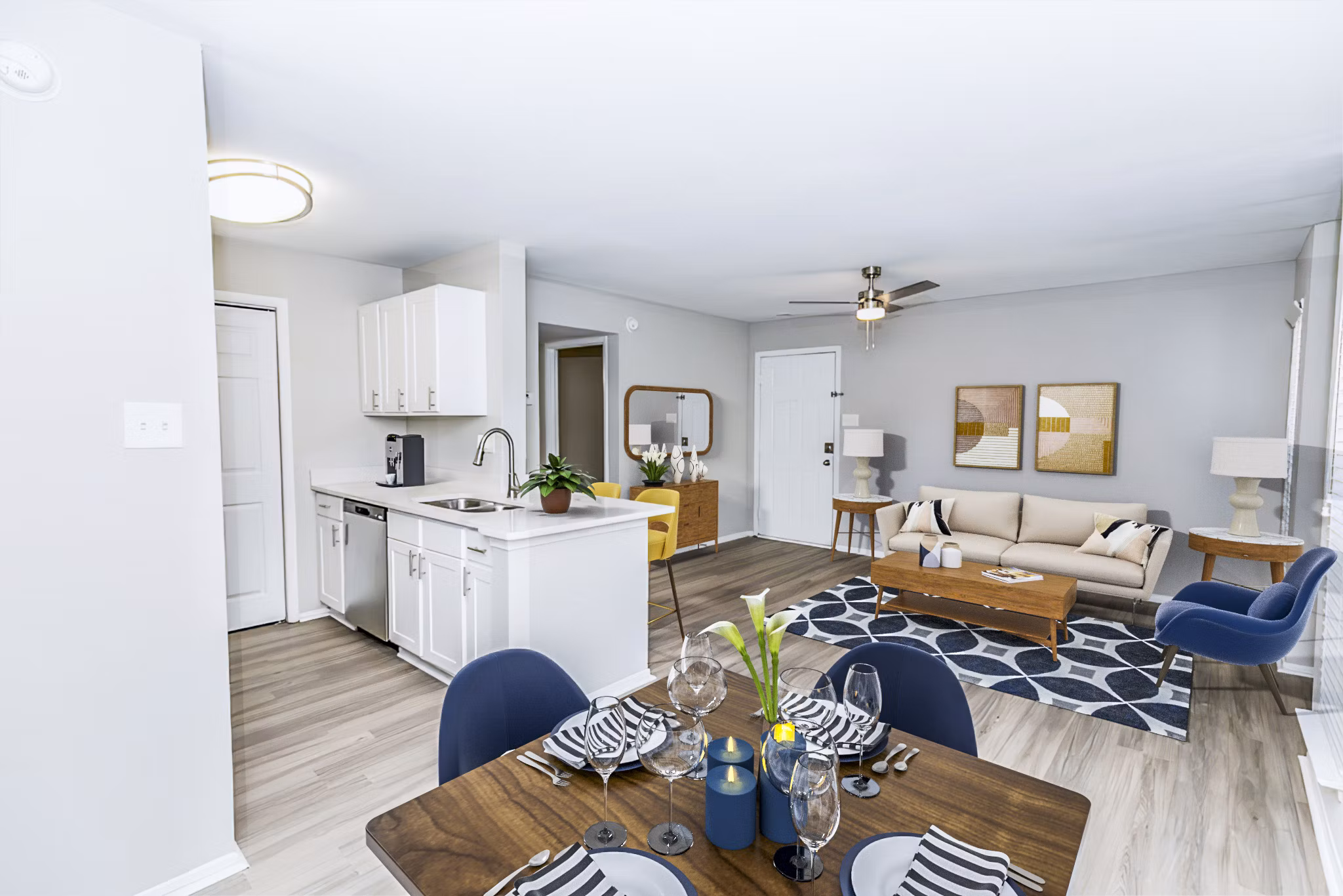 Dining room featuring modern decor and spacious seating at Ridgemont at Stringers Ridge Apartments