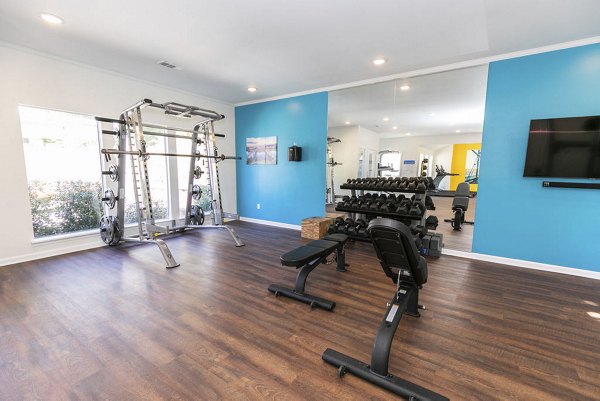 State-of-the-art fitness center at Ridgemont at Stringers Ridge Apartments, featuring modern gym equipment and spacious workout areas for an active lifestyle
