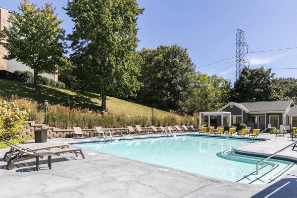 Resort-style swimming pool at Ridgemont at Stringers Ridge Apartments, offering a luxury Greystar living experience