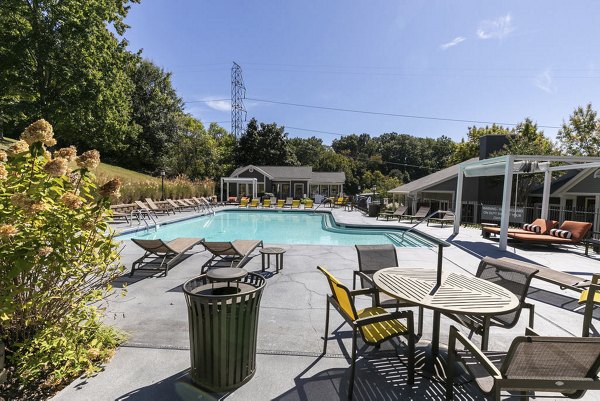 Infinity pool facing mountains at Ridgemont at Stringers Ridge Apartments