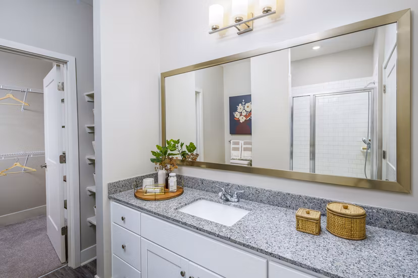 Luxury bathroom with modern fixtures at Album Indian Lake Apartments