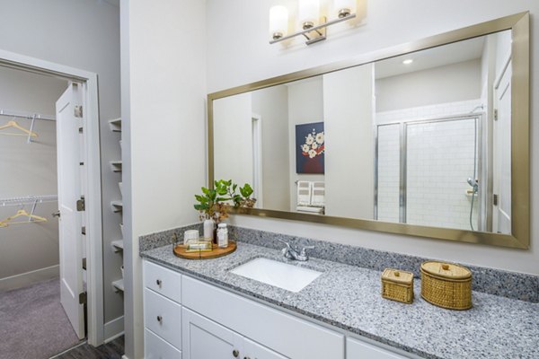 Luxury bathroom with modern fixtures at Album Indian Lake Apartments