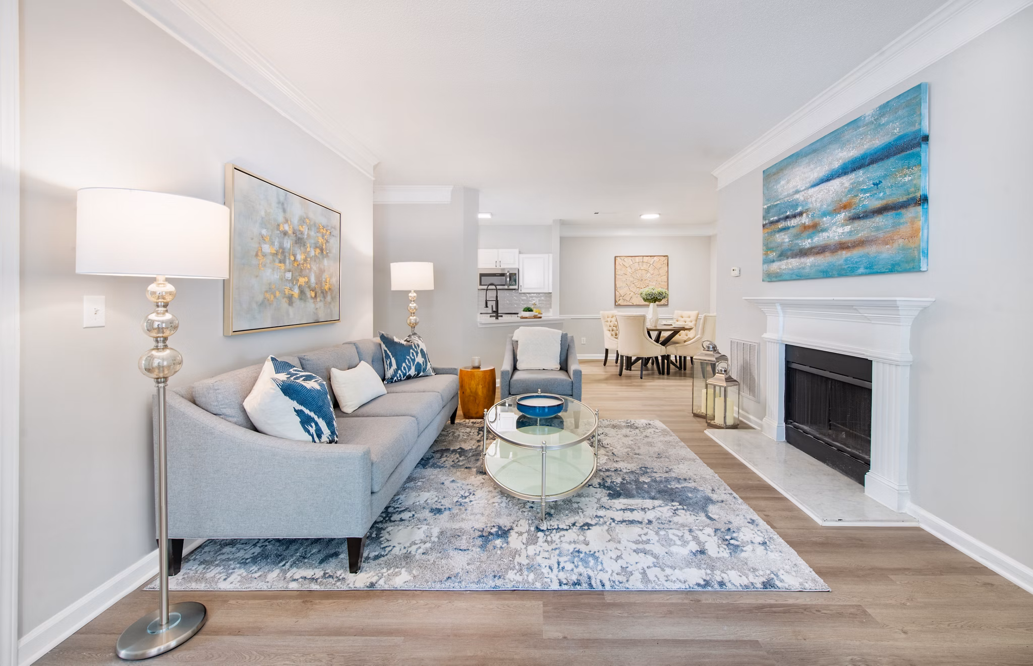 Cozy living room with modern decor in Avana Thornblade Apartments