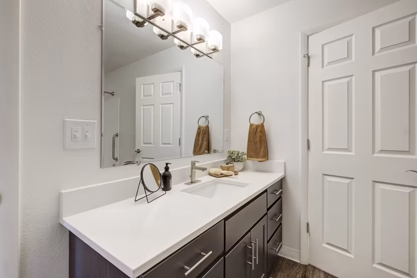 Bathroom featuring modern fixtures and a spacious layout at Habitat at Fort Collins luxury apartments