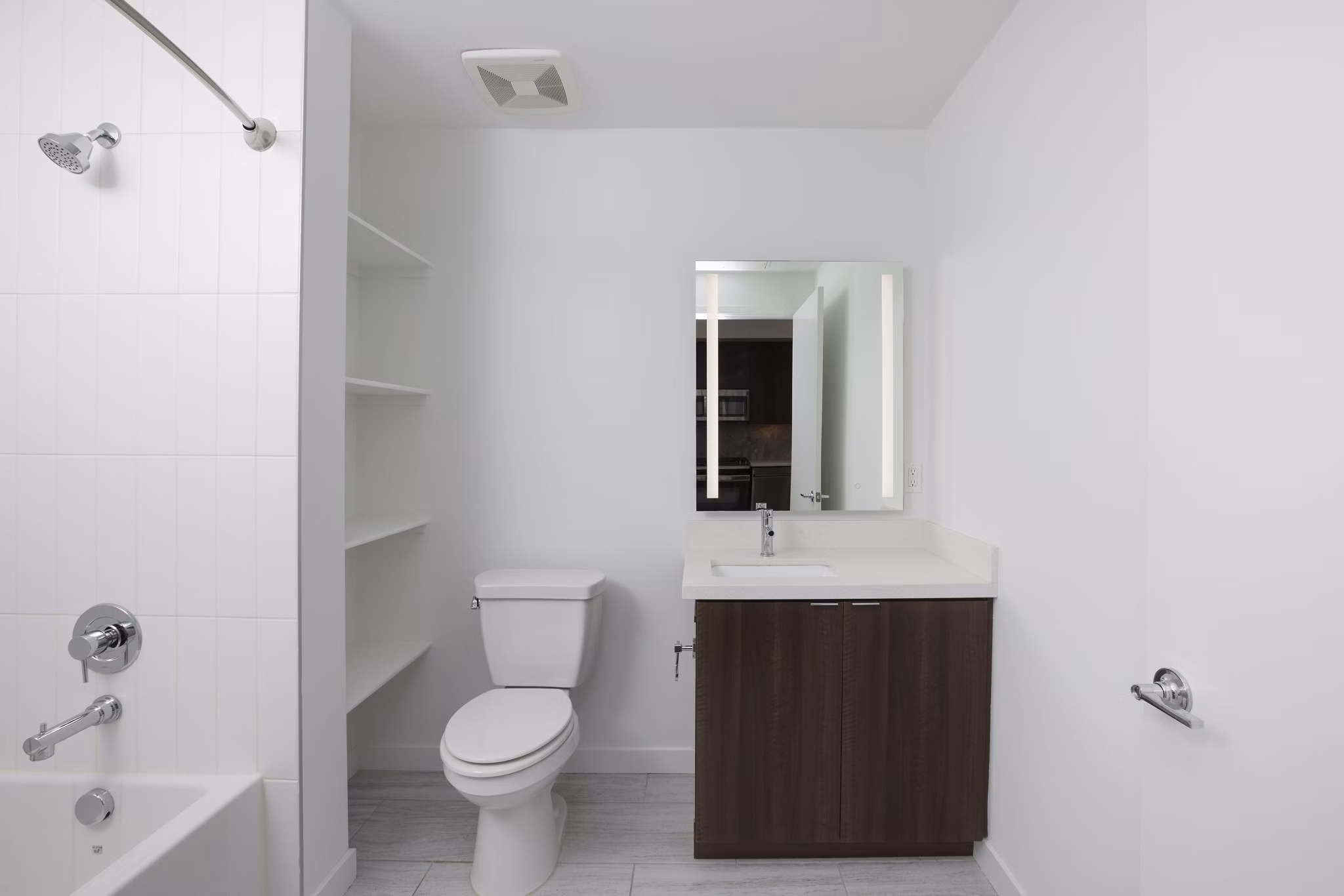 Bathroom featuring modern design and sleek fixtures at Vert Apartments