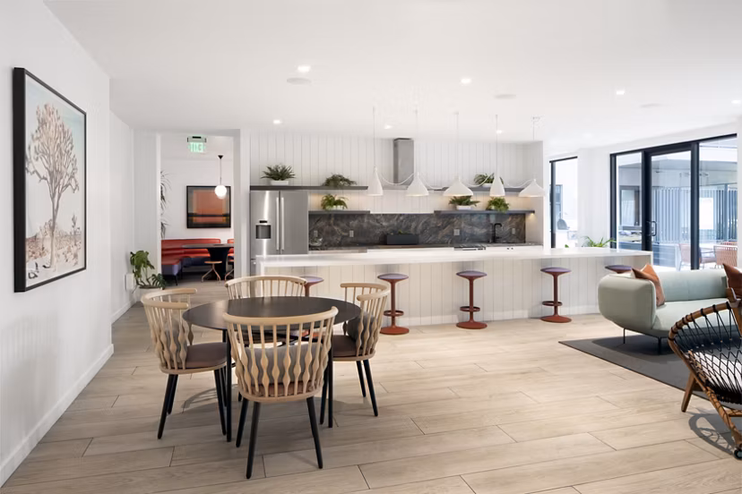 Modern clubhouse with stylish seating and social spaces at Vert Apartments for luxury living