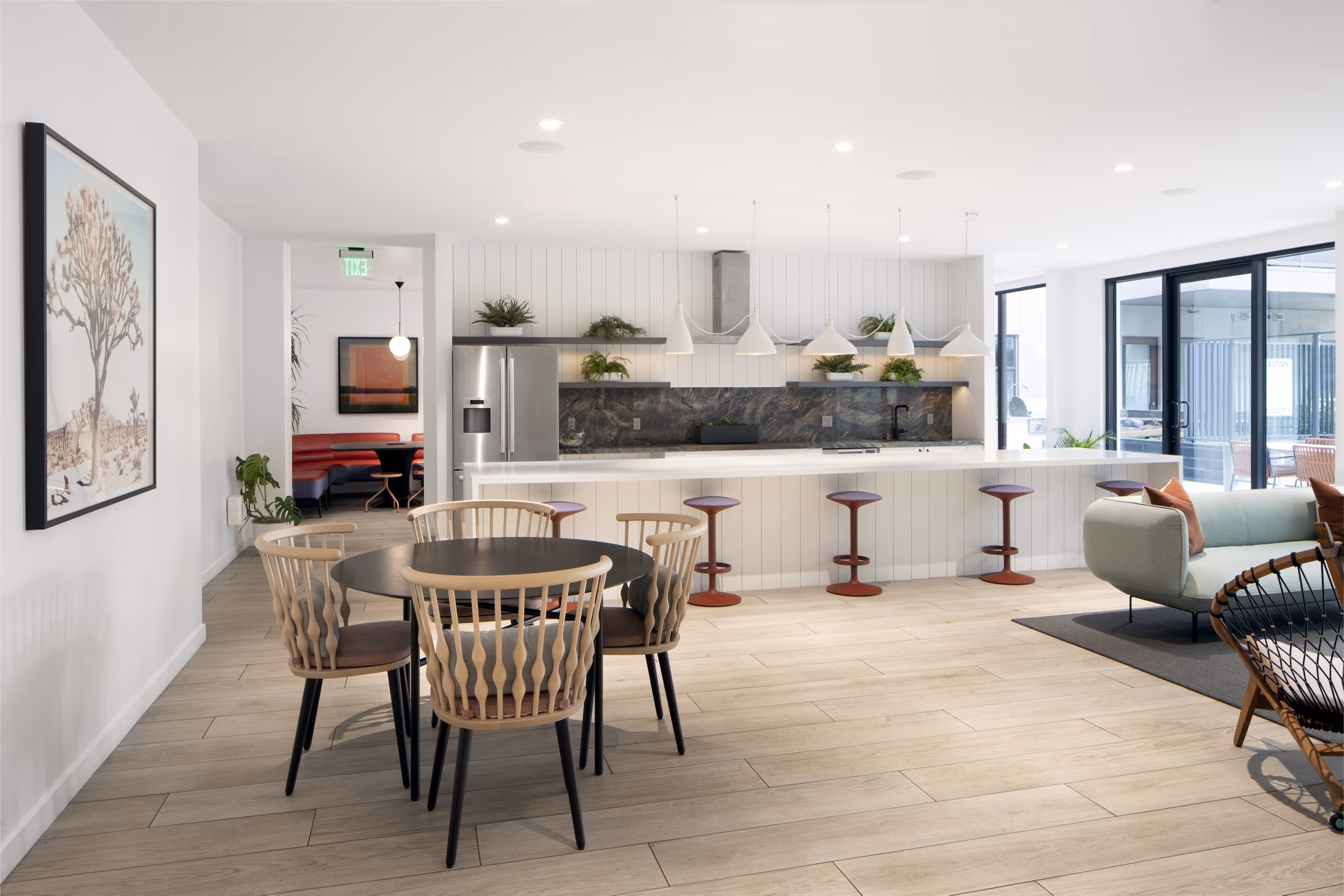 Modern clubhouse with stylish seating and social spaces at Vert Apartments for luxury living