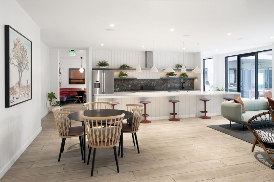 Modern clubhouse with stylish seating and social spaces at Vert Apartments for luxury living