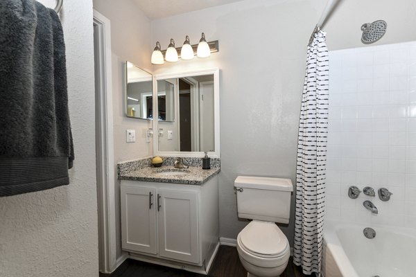 Modern bathroom with sleek fixtures at Avana Powers Ferry Apartments, offering elegant and functional design in luxury living spaces