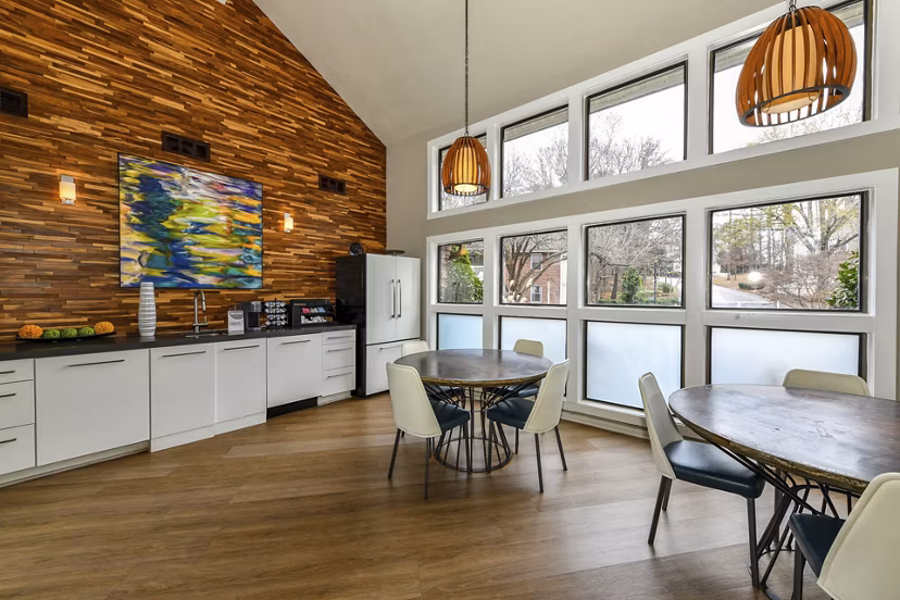 Modern clubhouse with cozy seating at Avana Powers Ferry Apartments featuring luxury amenities and contemporary design