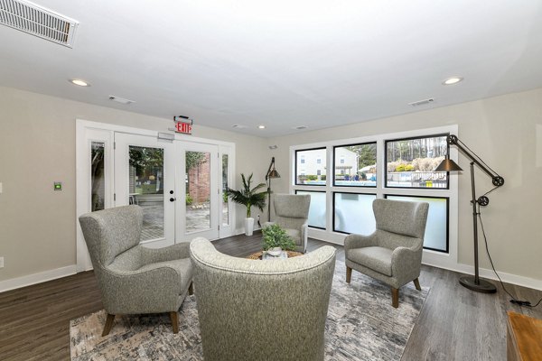 Stylish clubhouse with modern decor at Avana Powers Ferry Apartments, offering luxury living in an upscale setting