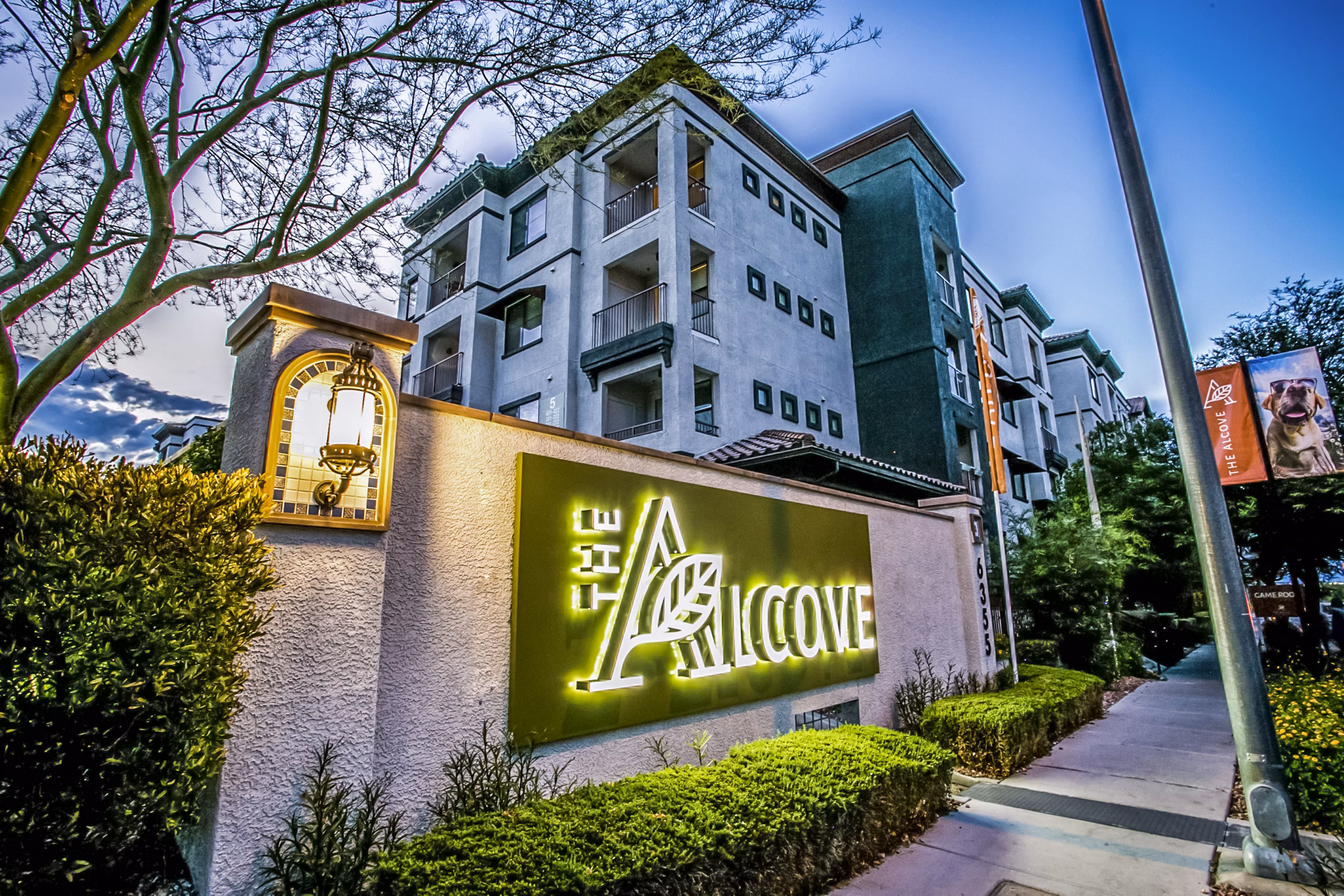 The Alcove Apartments: Elegant luxury apartment building in vibrant city environment