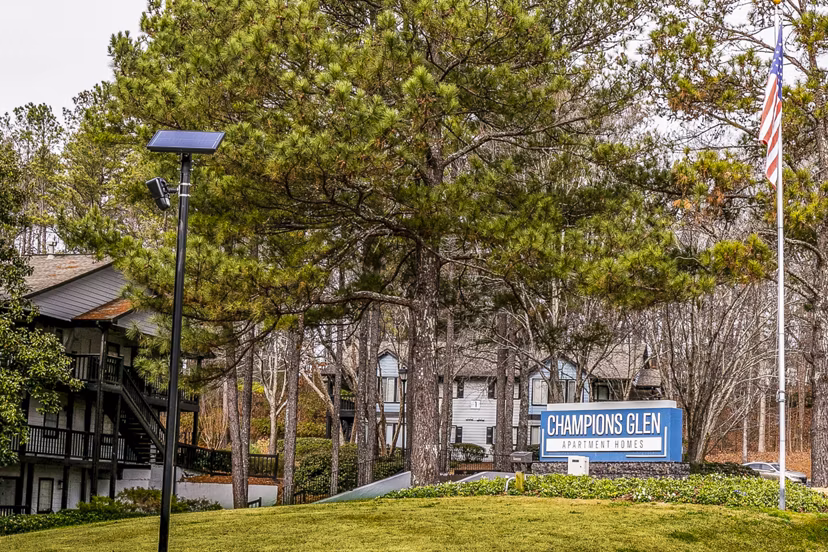 Champions Glen Apartments: Elegant signage at luxury apartments near local attractions