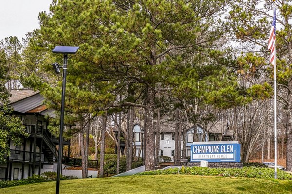 Champions Glen Apartments: Elegant signage at luxury apartments near local attractions