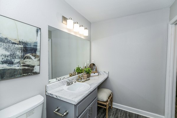 Modern bathroom with sleek fixtures at Champions Glen Apartments