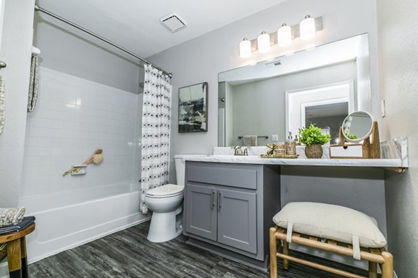 Spacious bathroom with modern fixtures at Champions Glen Apartments