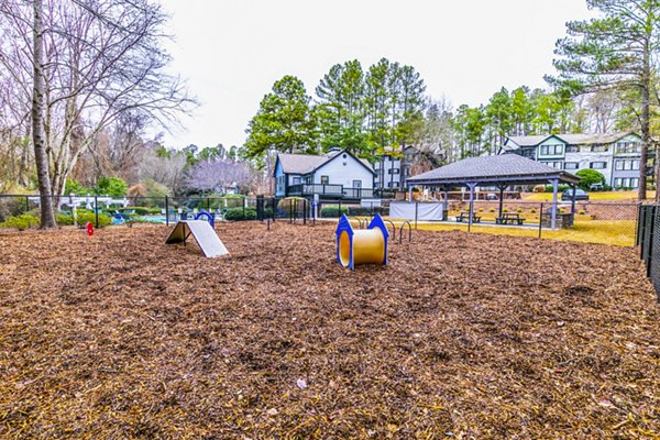 Dog park with agility equipment at Champions Glen Apartments, ideal for pet-friendly living in a vibrant community