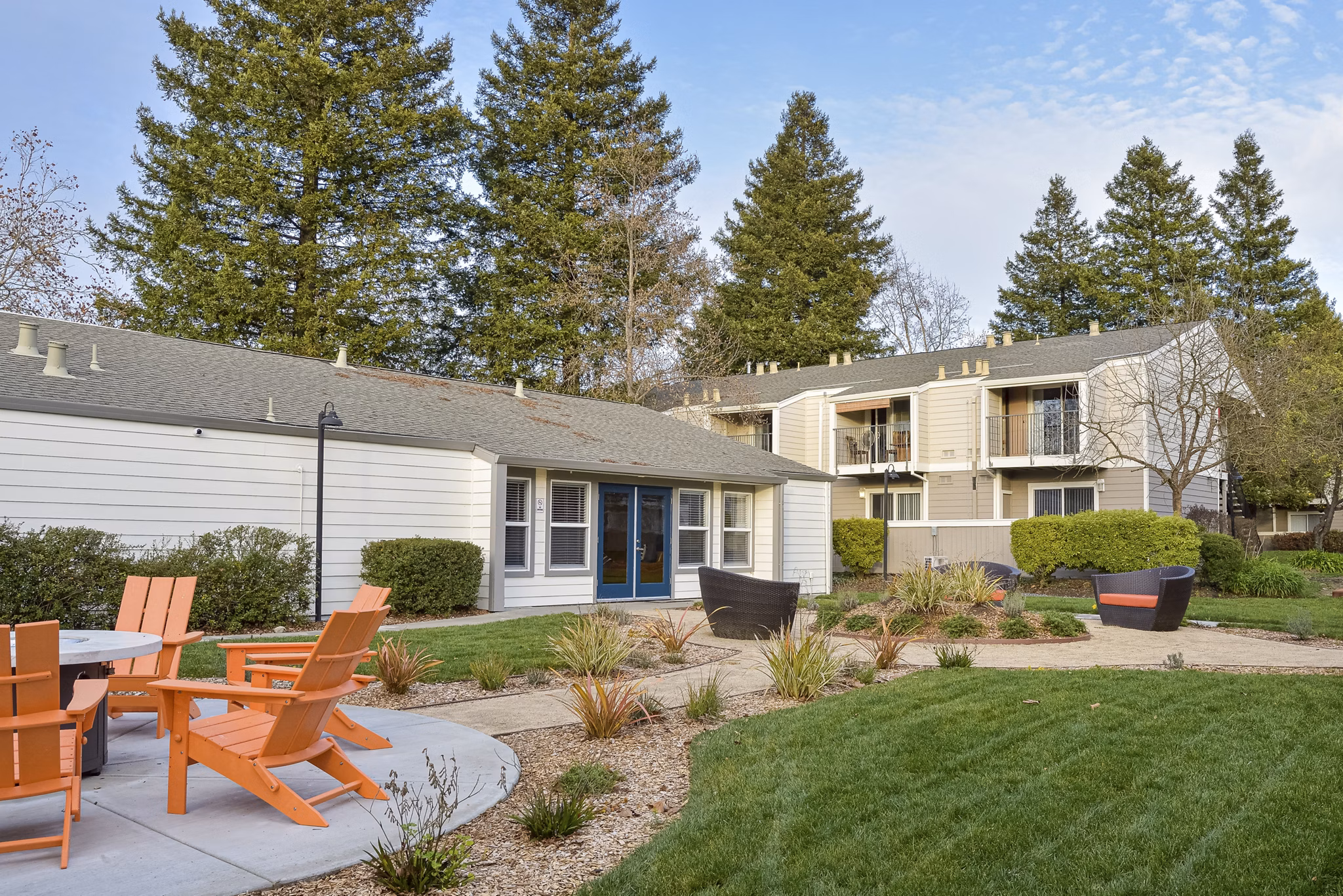 Vineyard Gardens Apartments: Elegant view of luxury building in a serene setting