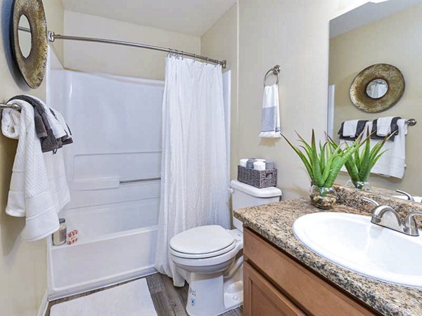 Bathroom featuring modern fixtures and elegant tilework at Vineyard Gardens Apartments