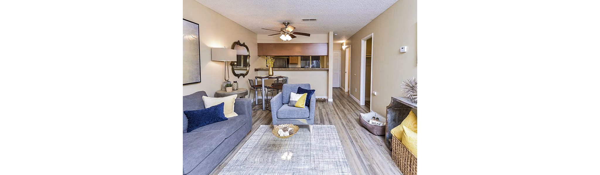 Living room with elegant decor at Vineyard Gardens Apartments featuring modern Greystar luxury apartments designs