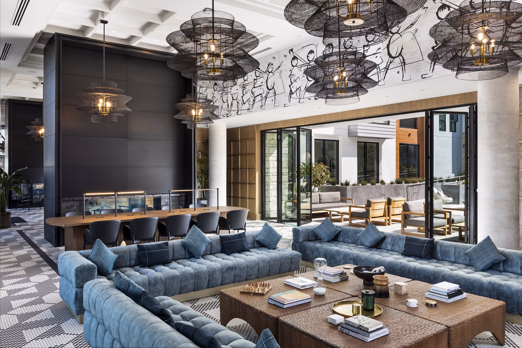 Clubhouse featuring stylish seating and communal spaces at Landsby Apartments