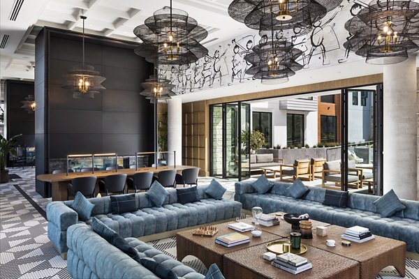 Clubhouse featuring stylish seating and communal spaces at Landsby Apartments