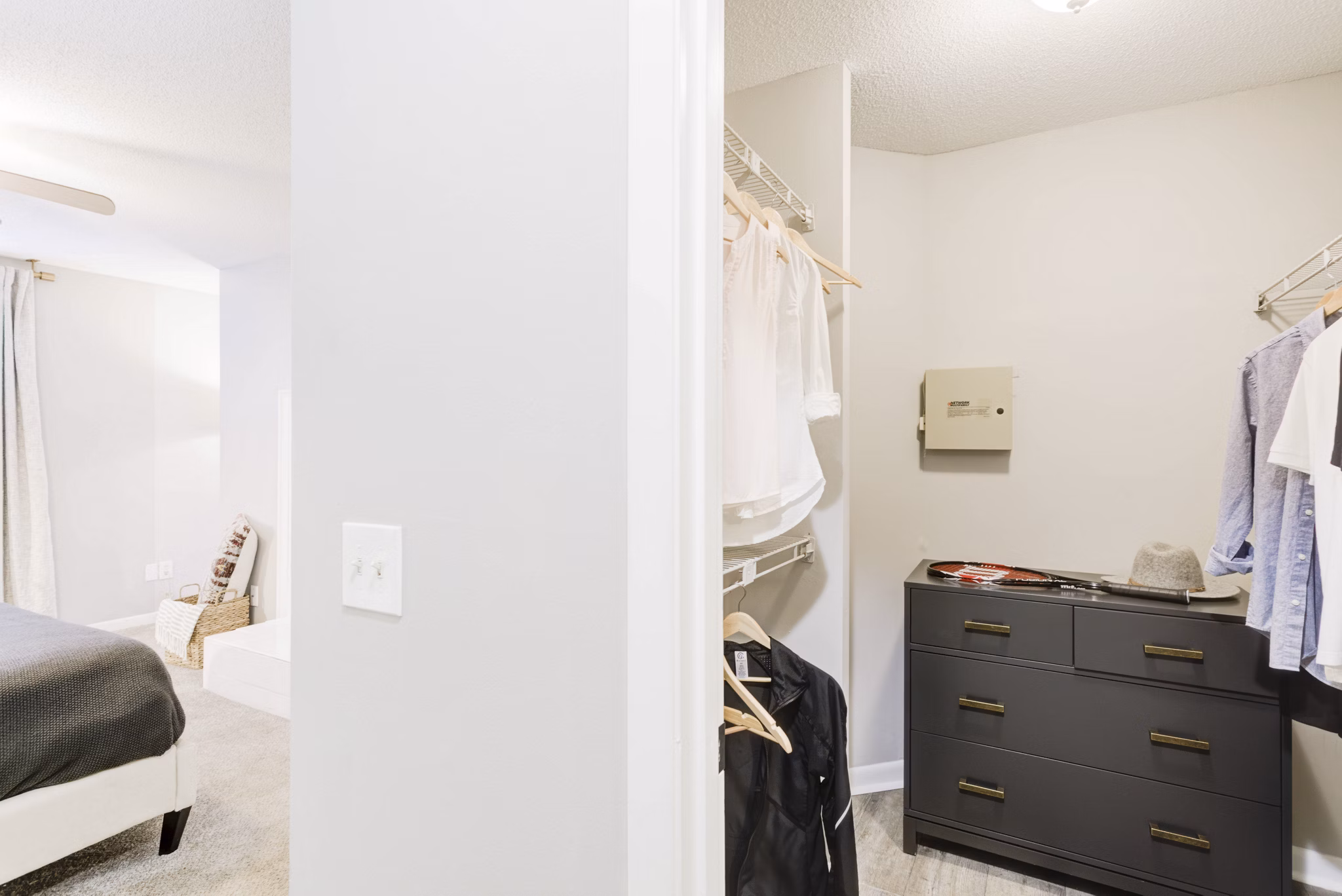 Spacious bedroom with modern design at Avana Collins Creek Apartments